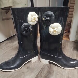 Chanel CC Rubber Rain Boots
